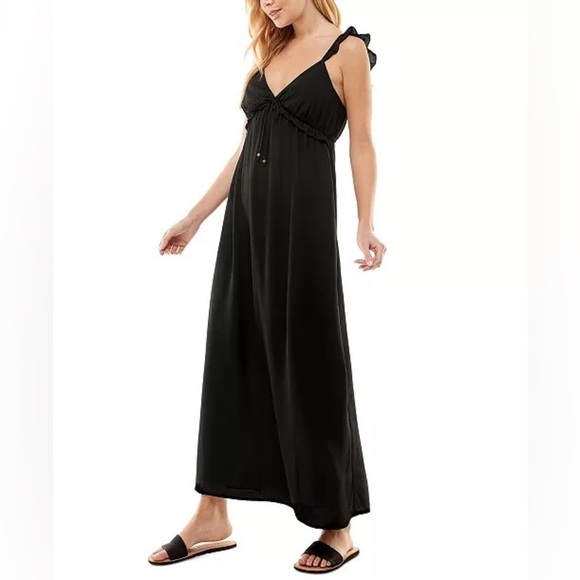 Kingston Grey Juniors Ruffle Empire Waist Maxi Day Dress Color Black Size S - Picture 3 of 14